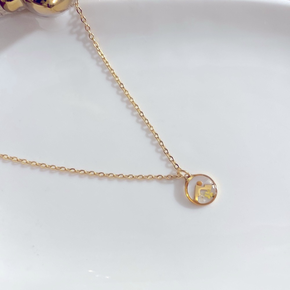 Mustard Seed Resin Pendant Necklace 14kgp New